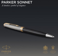 Ручка шариков. Parker Sonnet Premium K537 (CW2119787) Metal Black GT M черн. черн. подар.кор.