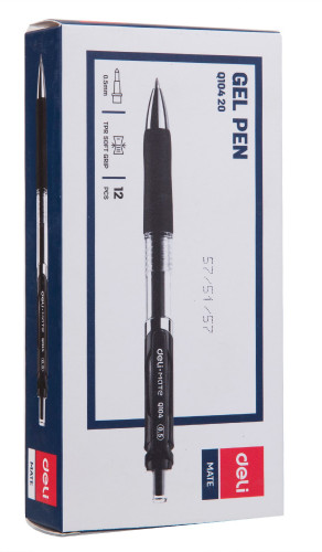 Набор ручек гелев. автоматическая Deli EQ10420-P прозрачный d=0.5мм черн. черн. (12шт) резин. манжета