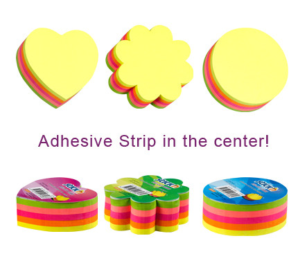 Блок самоклеящийся бумажный Stick`n 21356 64x67мм 250лист. 70г/м2 неон 5цв.в упак. вырубной "сердце"