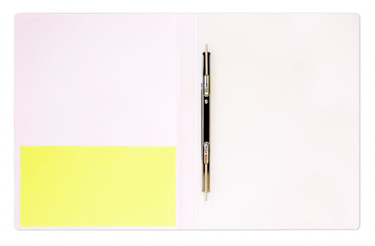 Папка метал.пруж.скоросш. Бюрократ Double Neon DNE07PYEL A4 пластик 0.7мм кор.27мм карм.прод.внут. желтый