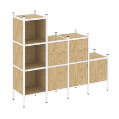 Loft Прямой стеллаж наборный VR.L-17 Тиквуд светлый/Белый металл 1278*446*1458