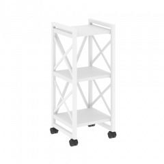 Loft Стеллаж на колесных опорах-3 полки VR.L-MST.K-3.4 Белый бриллиант/Белый металл 400*400*968