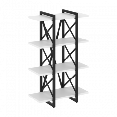 Loft Стеллаж на регулируемых опорах-4 полки VR.L-MST.O-4.4V Белый бриллиант/Чёрный металл 800*400*1280