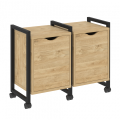 Loft Тумба на колесных опорах наборная. Вариант №2 VR.L-TN-2.K Тиквуд светлый/Чёрный металл 970*460*767