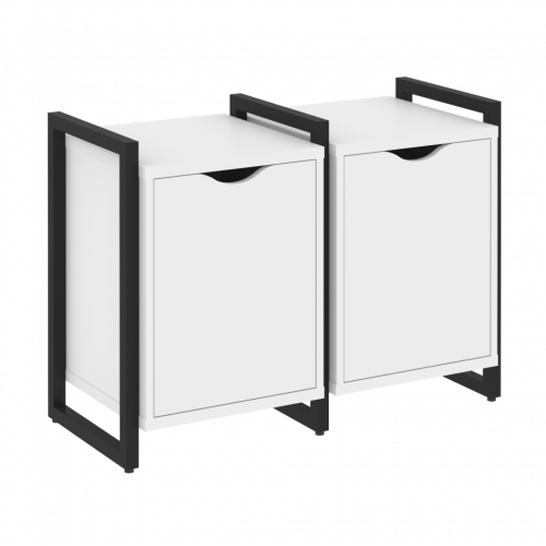 Loft Тумба на регулируемых опорах наборная. Вариант №2 VR.L-TN-2.O Белый бриллиант/Чёрный металл 970*460*719
