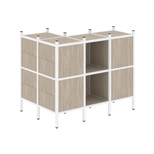 Loft Угловой внешний стеллаж наборный VR.L-51 Дуб аттик/Белый металл 862*1278*1047