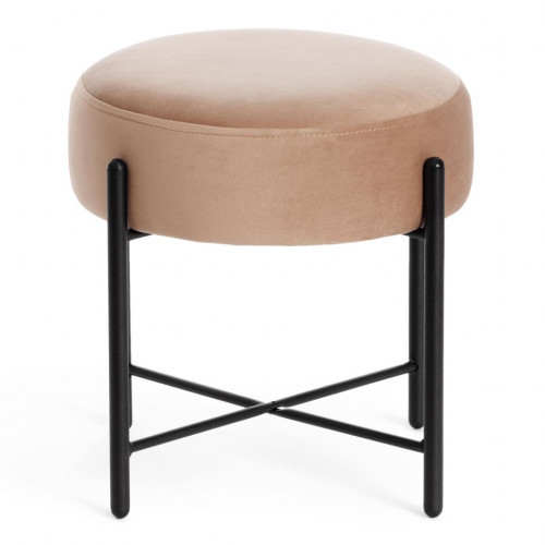 Банкетка AMBER, металл, ткань, 41*41*40 см, бежевый/черный