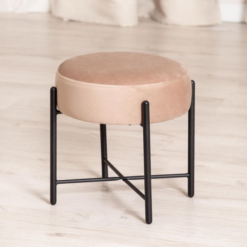 Банкетка AMBER, металл, ткань, 41*41*40 см, бежевый/черный