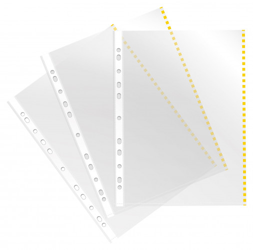 Папка-вкладыш Бюрократ Премиум -013BKAN2YEL глянцевые А4+ 30мкм желтый край (упак.:50шт)