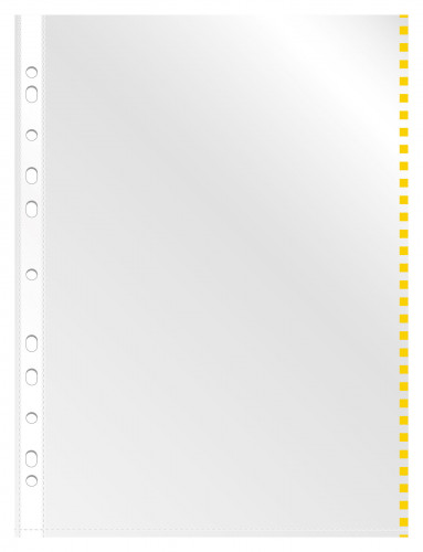 Папка-вкладыш Бюрократ Премиум -013BKAN2YEL глянцевые А4+ 30мкм желтый край (упак.:50шт)
