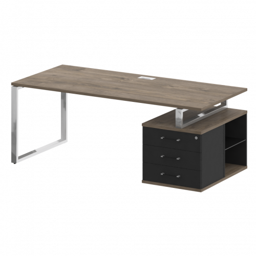 Shift Стол руководителя с опорной тумбой, правый SK.SRT-200 (R) Тиквуд тёмный/Антрацит 2000*904*753