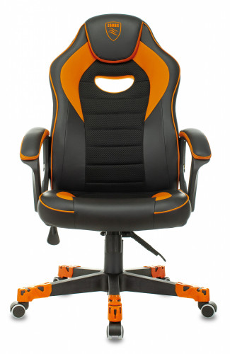 Кресло игровое Zombie GAME 16 черный/оранжевый эко.кожа/ткань крестов. пластик