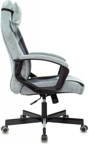 Кресло игровое Zombie VIKING 6 KNIGHT Fabric голубой с подголов. крестов. металл