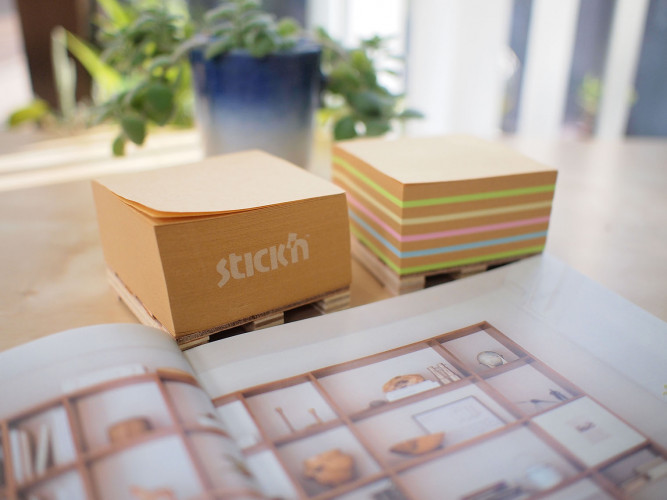 Блок самоклеящийся бумажный Stick`n 21817 76x76мм 400лист. пастель+крафт Kraft Notes "палета"