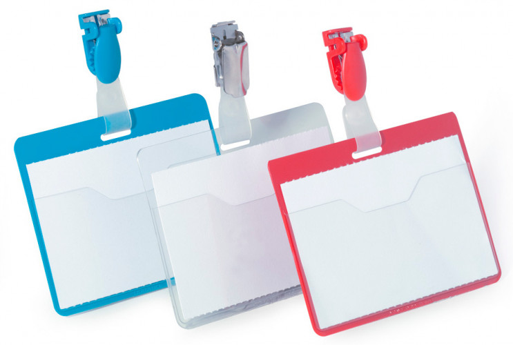 Бейдж Durable 8106-03 60х90мм горизонтальный зажим+клип красный (упак.:25шт)