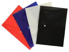 Конверт на кнопке Бюрократ DeLuxe DL801RED/1 A4 пластик 0.18мм красный