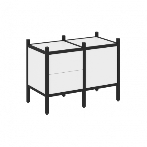 Loft Прямой стеллаж наборный VR.L-01 Белый бриллиант/Чёрный металл 862*446*636