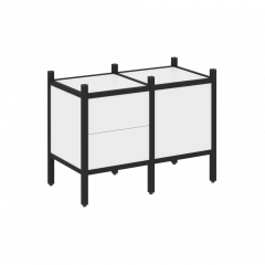 Loft Прямой стеллаж наборный VR.L-01 Белый бриллиант/Чёрный металл 862*446*636