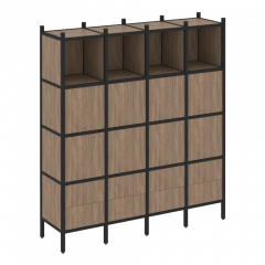 Loft Прямой стеллаж наборный VR.L-09 Дуб аризона/Чёрный металл 1694*446*1869