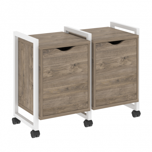 Loft Тумба на колесных опорах наборная. Вариант №2 VR.L-TN-2.K Тиквуд тёмный/Белый металл 970*460*767