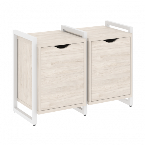 Loft Тумба на регулируемых опорах наборная. Вариант №2 VR.L-TN-2.O Денвер светлый/Белый металл 970*460*719